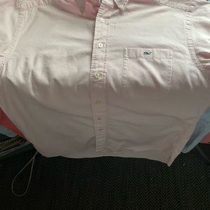 Pink striped mens prep shirt